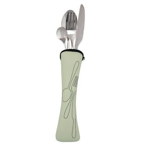 SET 4 CUBIERTOS QUID VIBA FUNDA NEOPRENO VERDE